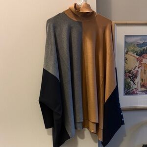 Alfani Women’s Turtleneck Poncho Gray, Black, and Tan Size 2X NWT